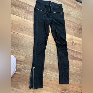 7 for all mankind Black skinny dress pant with gold zippers
